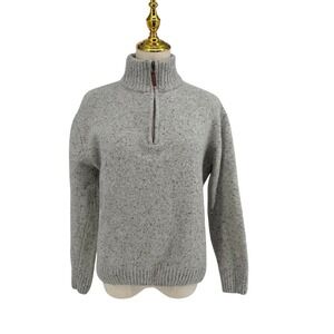 Aran Sweater Market Quarter Zip Sweater Women S Grey Wool Donegal Tweed Pullover